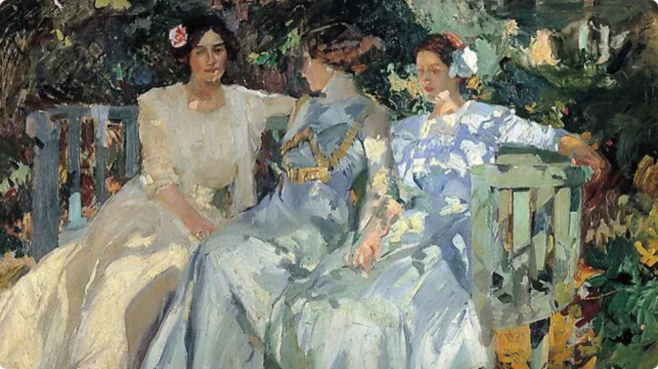 À l'ombre des jeunes filles en fleurs de Marcel Proust
« Ma femme et mes filles dans le jardin » (1910) de Joaquin Sorolla
